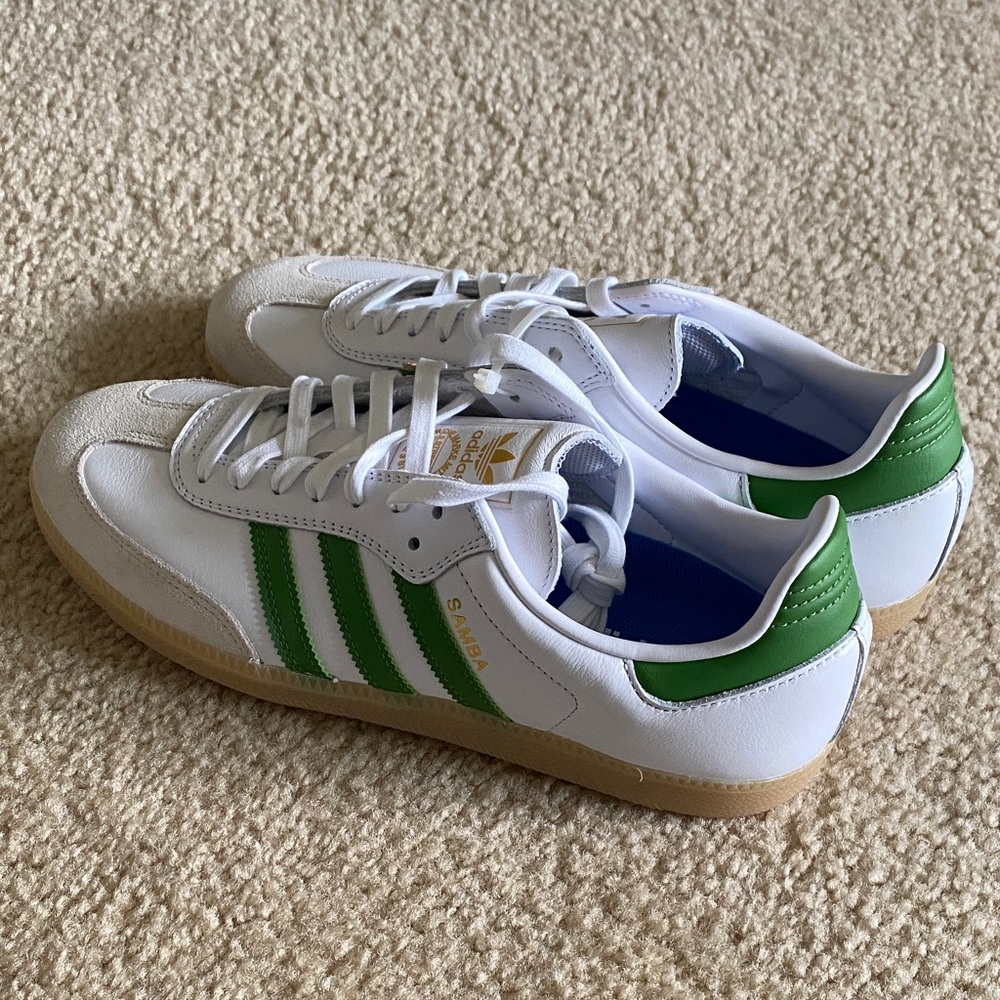 Adidas Samba ADV White and Green Skate Shoes